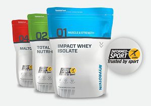 nutrition sportive Myprotein avec logo HFL Informed Sport