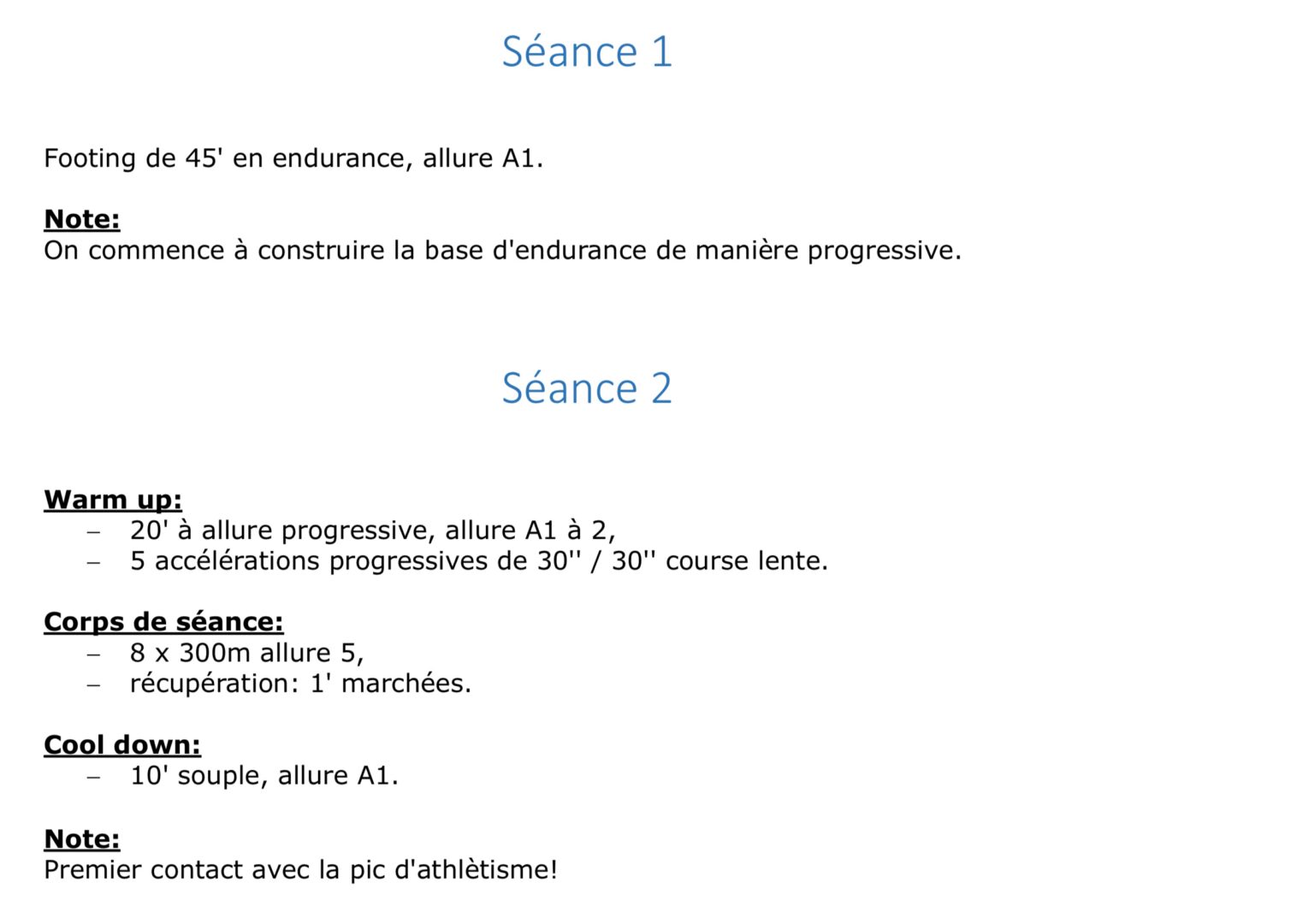 Exemple de plans course à pied autre que decathlon coach pour un coureur de tous niveaux