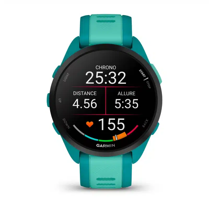 Capteur de fréquence cardiaque avec 165 music et Garmin Connect pour tout sport avec fonction Amoled