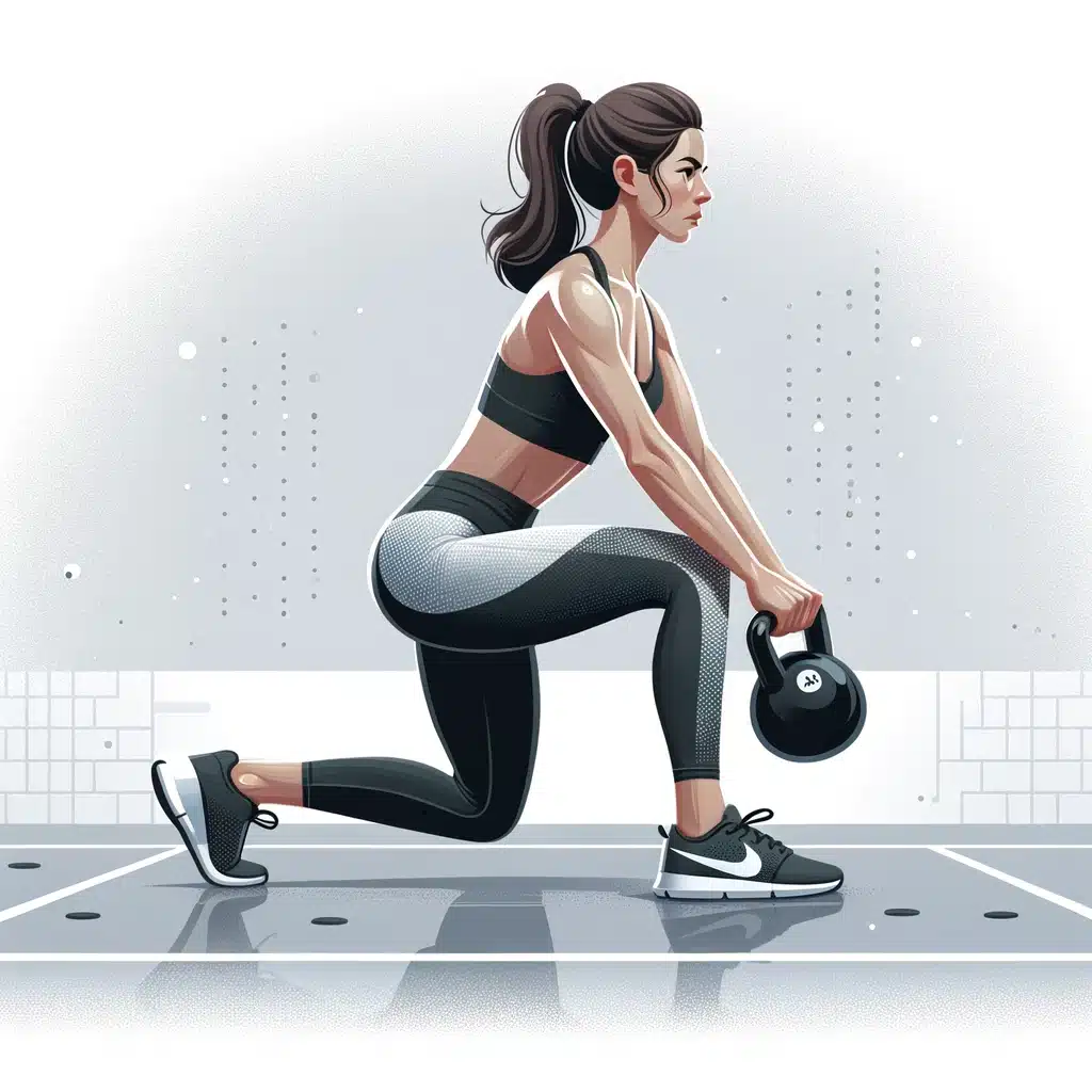 Kettlebells pour ischio jambiers et jambes, position vers l’avant