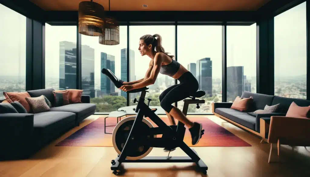 vélo de route ou vélo d'intérieur, fréquence cardiaque d'un vélo de spinning, grâce à un système de freinage et sa roue d’inertie