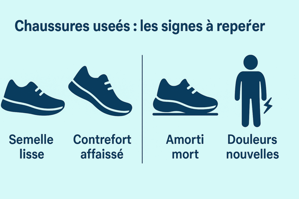4 signes chaussures running usées