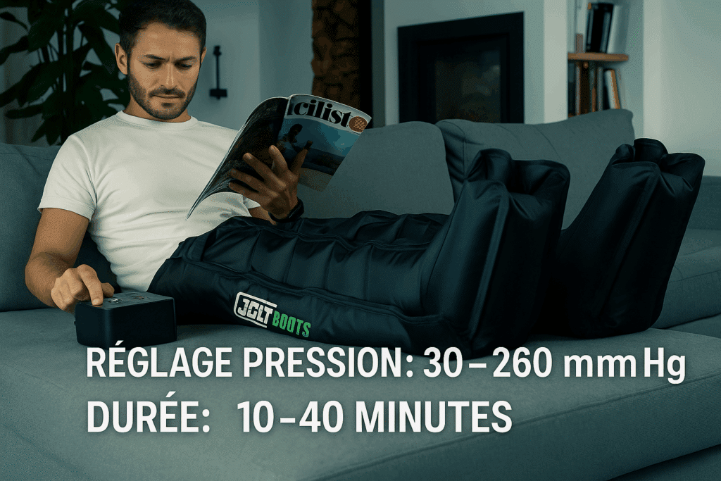 Pression des bottes de pressothérapie