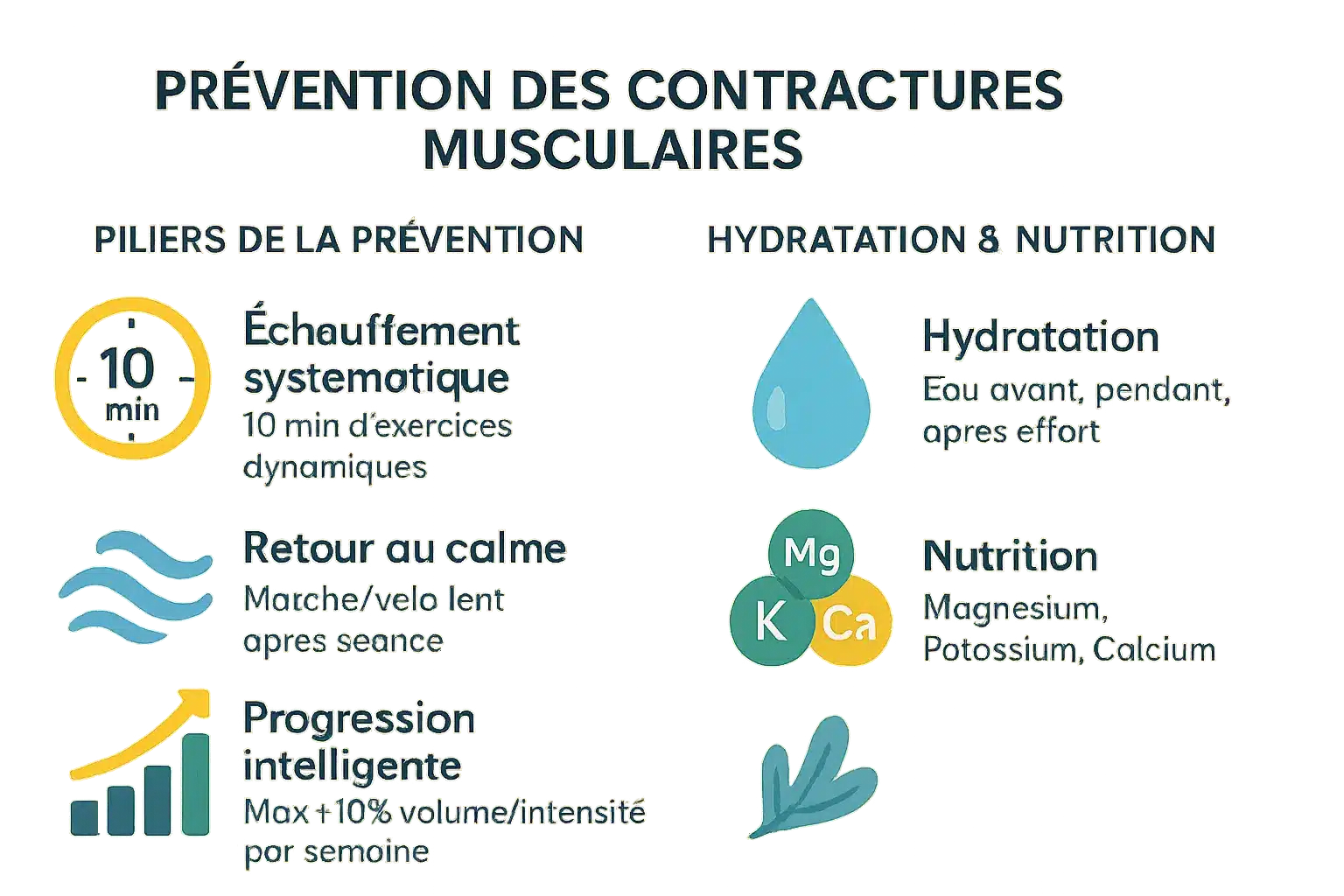 Prévenir les contractures musculaires avec un échauffement et une bonne hydratation