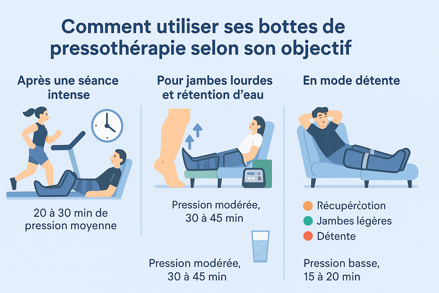 Comment utiliser des bottes de pressothérapie