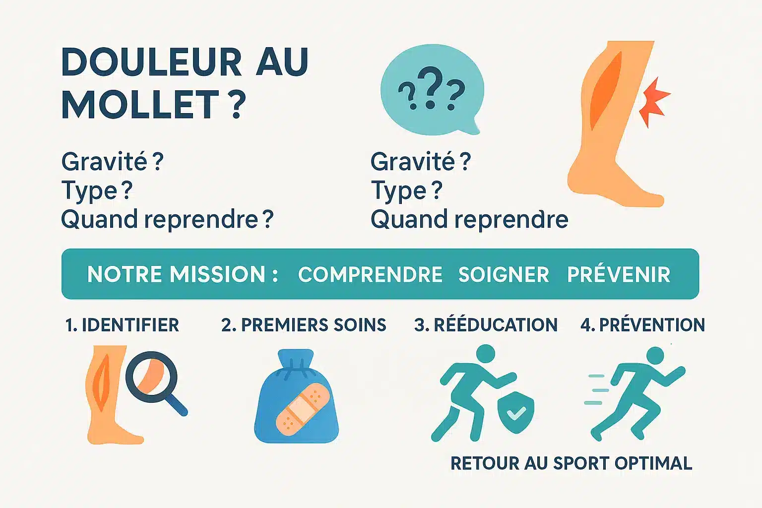 Schéma des <strong>muscles du mollet touchés par une lésion</strong>