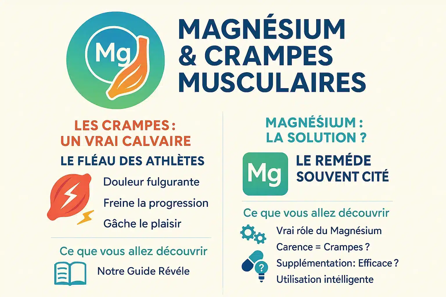 Schéma illustrant le rôle du magnésium dans la prévention des crampes musculaires