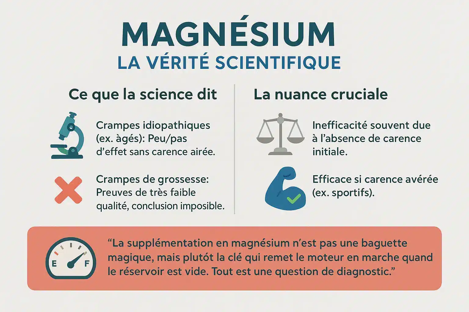 Schéma du rôle du magnésium dans la transmission nerveuse et la contraction musculaire