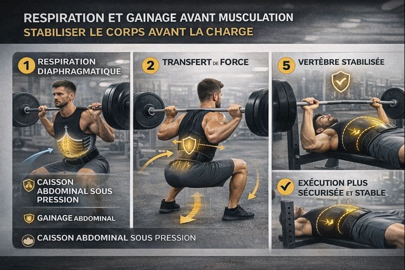 Respiration et gainage avant musculation