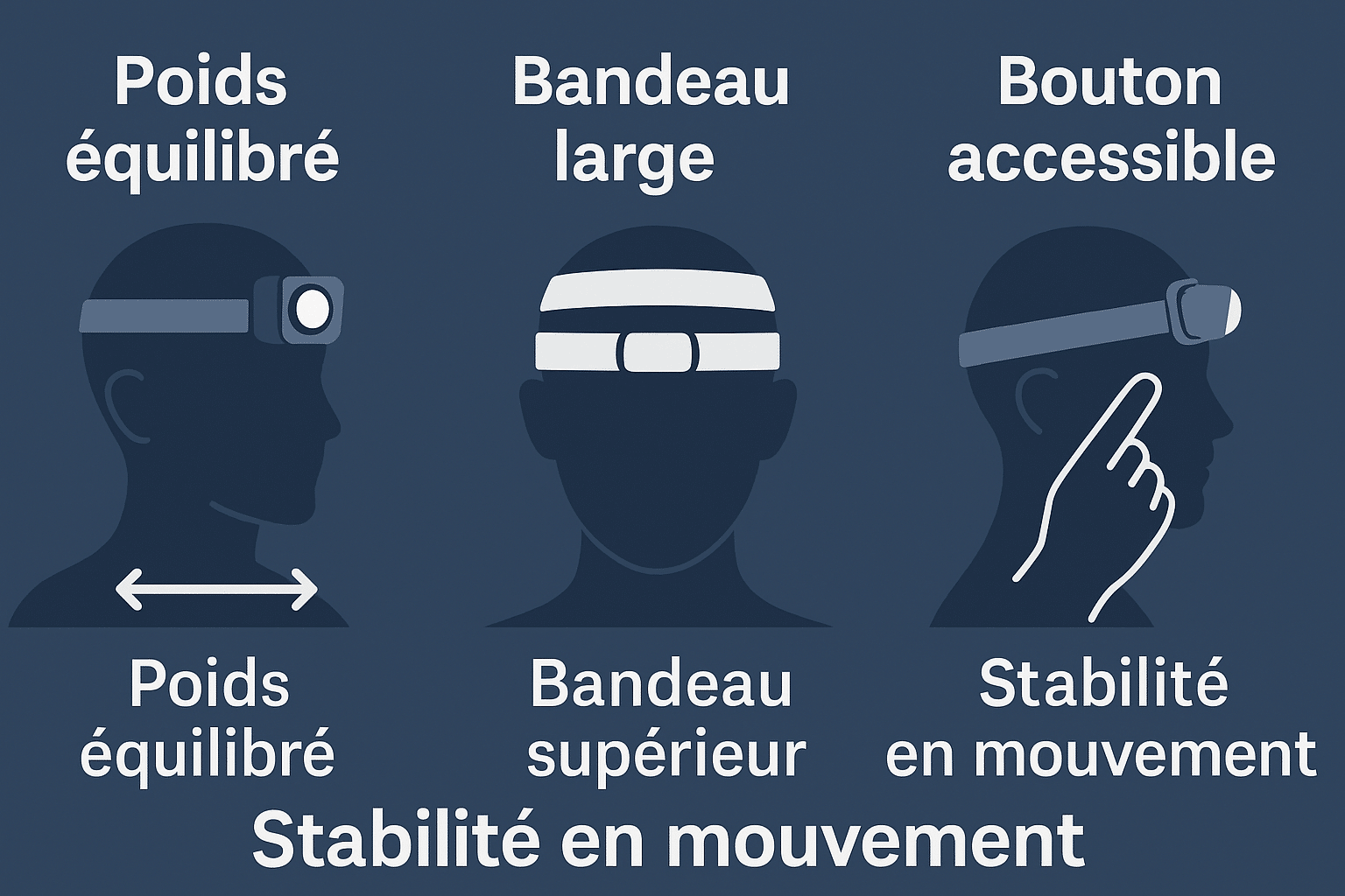 Stabilité en mouvement pour une lampe frontale