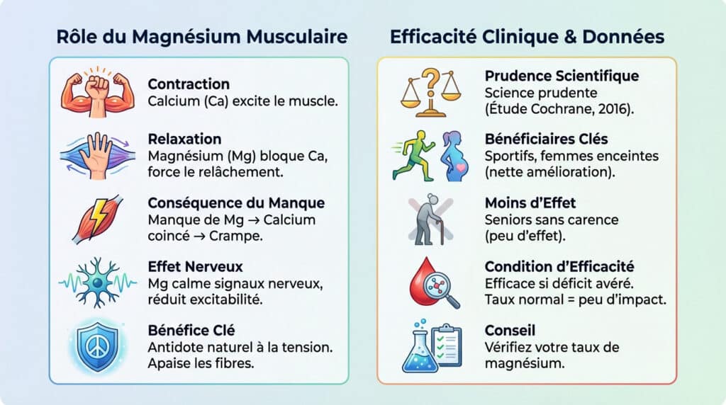 magnesium role musculaire et efficacite clinique
