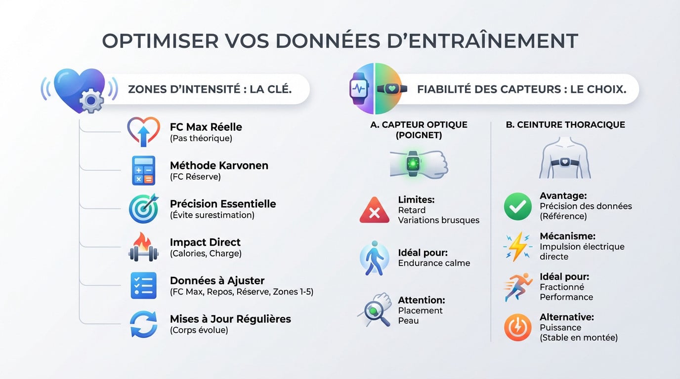 Coureur consultant sa montre connectée pour analyser ses zones d'intensité et sa fréquence cardiaque