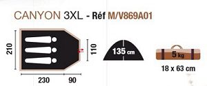 tente de randonnée Jamet Canyon 3XL dimensions
